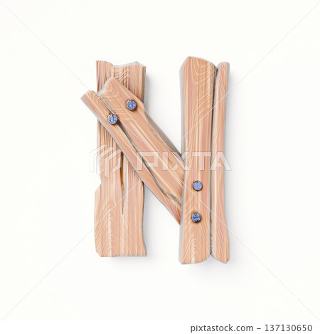Wooden planks Font Letter N 3D 137130650