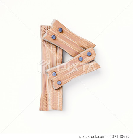 Wooden planks Font Letter P 3D 137130652