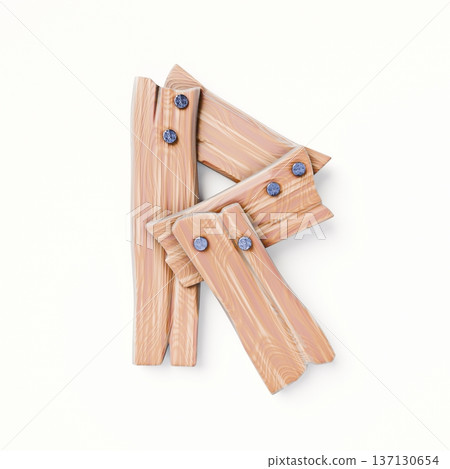 Wooden planks Font Letter R 3D 137130654