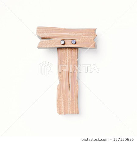 Wooden planks Font Letter T 3D 137130656