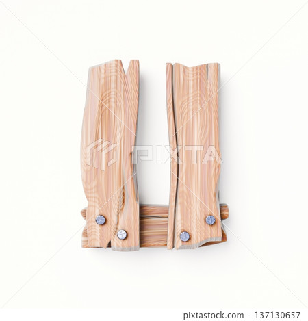 Wooden planks Font Letter U 3D Wooden planks Font Letter U 3D 137130657