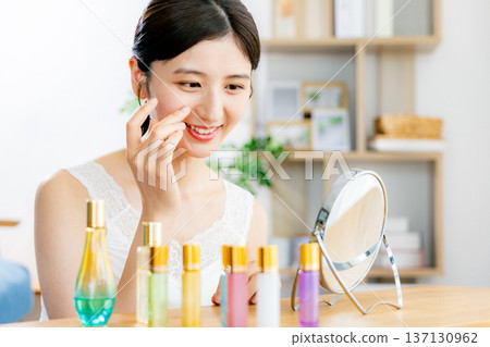 A young woman doing skin care A young woman doing skin care 137130962