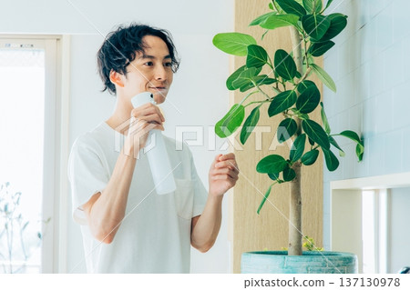 Lifestyle: Men, Houseplants Lifestyle: Men, Houseplants 137130978