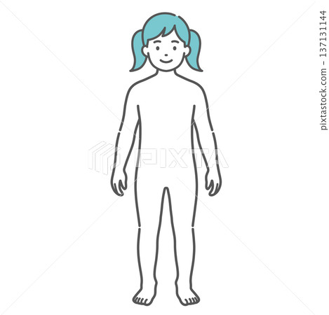 Illustration of a girl's (child's) body diagram/full-body model (front) 137131144