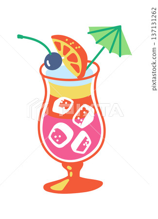 Cocktail With Fruit Garnish Retro 137131262