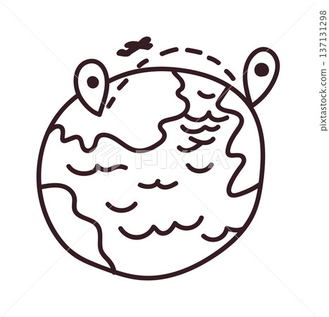 Globe Travel Route Doodle 137131298
