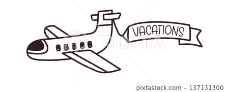 Airplane Towing Banner Doodle 137131300