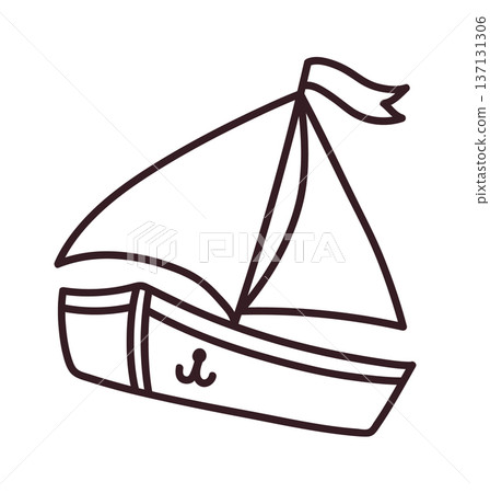 Sailboat Outline With Flag Nautical 137131306