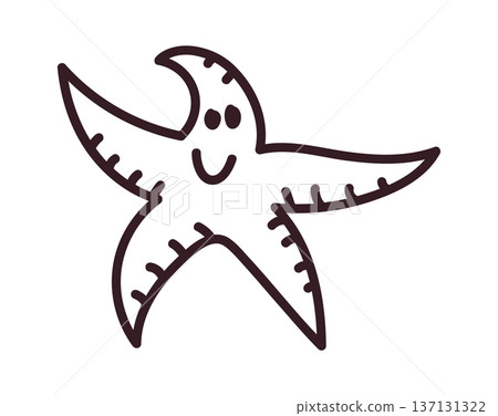 Starfish Smiling Outline Doodle 137131322