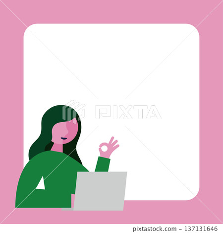 Computer and woman frame illustration (square) Computer and woman frame illustration (square) 137131646