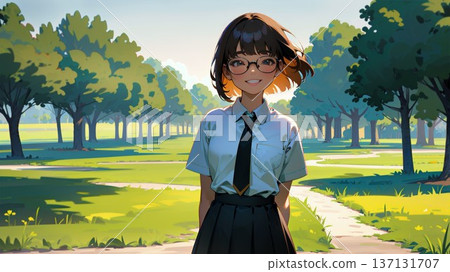 公園裡的高中女孩 公園裡的高中女孩 137131707