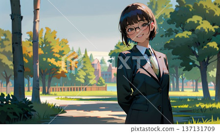 公園裡的高中女孩 137131709