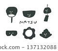 Expressive hand-drawn illustrations of summer that can be used as icons or symbols in design. 137132088