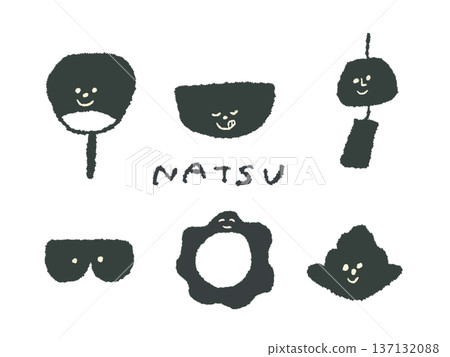 Expressive hand-drawn illustrations of summer that can be used as icons or symbols in design. 137132088