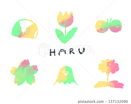 Colorful hand-drawn illustrations of spring that are easy to use as icons or symbols in your designs. 137132090