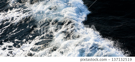 Psychologically rendered wavescape seen from the deck of a ferry Psychologically rendered wavescape seen from the deck of a ferry 137132519
