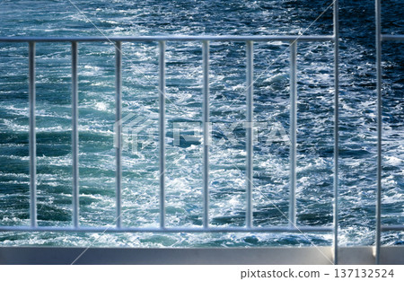 Psychologically rendered wavescape seen from the deck of a ferry 137132524