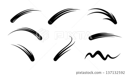 Black Solid Cosmic Streak Silhouettes Set of Six on White Background Black Solid Cosmic Streak Silhouettes Set of Six on White Background 137132592