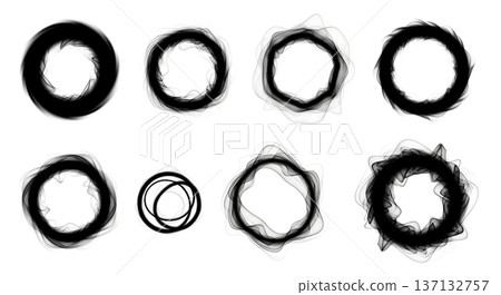 Black Solid Floating Vapor Silhouettes Set of Six on White Background Black Solid Floating Vapor Silhouettes Set of Six on White Background 137132757