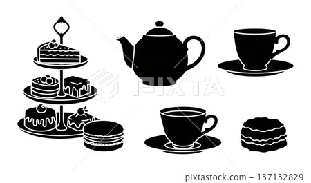 Black Solid Fruit Juice Silhouettes Set of Six on White Background Black Solid Fruit Juice Silhouettes Set of Six on White Background 137132829