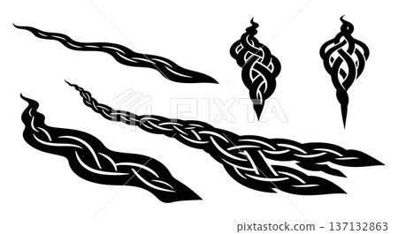 Black Solid Glacial Meltwater Stream Silhouettes Set of Six on White Background Black Solid Glacial Meltwater Stream Silhouettes Set of Six on White Background 137132863