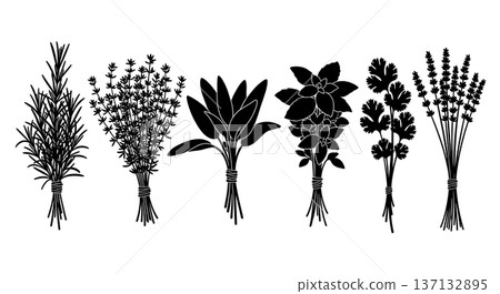 Black Solid Halloween Candy Silhouettes Set of Six on White Background 137132895