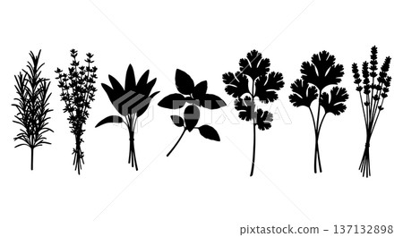 Black Solid Halloween Candy Silhouettes Set of Six on White Background 137132898