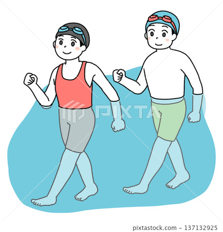 Illustration of men and women swimming Illustration of men and women swimming 137132925