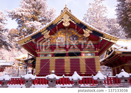 日光市 日光東照宮 冰雪覆蓋的上神湖 日光市 日光東照宮 冰雪覆蓋的上神湖 137133036