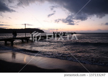 Haraoka Pier and Okamoto Pier at dusk in February Haraoka Pier and Okamoto Pier at dusk in February 137133247