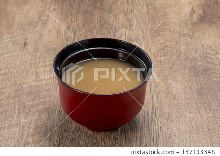 Warm miso soup in a traditional bowl Warm miso soup in a traditional bowl 137133348