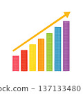 Business illustration of a rising bar graph and arrow 137133480