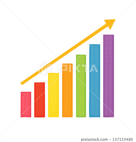 Business illustration of a rising bar graph and arrow 137133480
