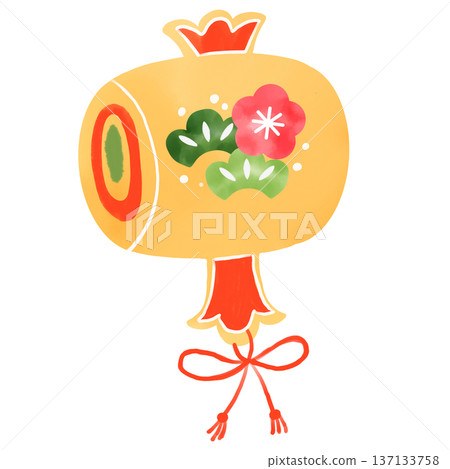 Watercolor illustration of a lucky charm for Japanese New Year's 137133758