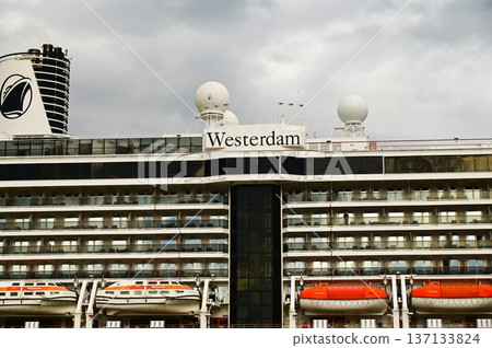Cruise ship Westerdam waiting to depart 137133824