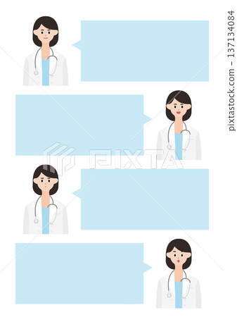 簡單的女醫生面部表情和對話框插圖集(上半身)1 簡單的女醫生面部表情和對話框插圖集(上半身)1 137134084