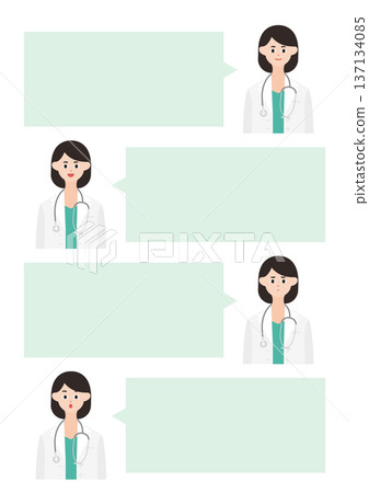 簡單的女醫生面部表情和對話框插圖套裝(上半身)2 簡單的女醫生面部表情和對話框插圖套裝(上半身)2 137134085