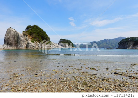 從岩手縣宮古市淨土濱海灘眺望的景色 137134212