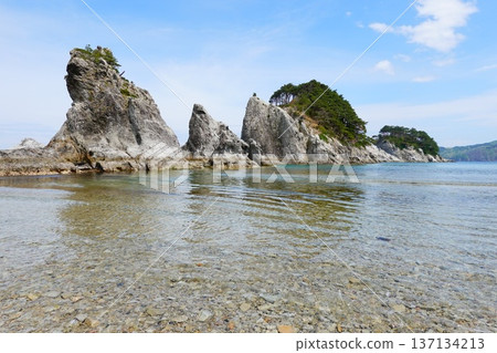 從岩手縣宮古市淨土濱海灘眺望的景色 137134213