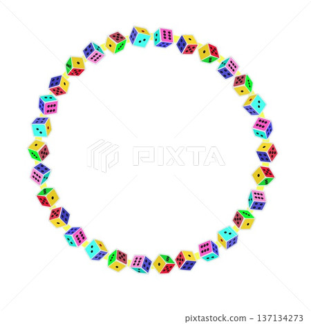 Illustration of a circular decorative frame of dice 137134273