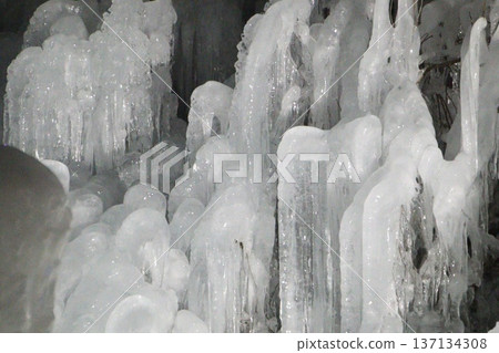 Transparent ice pillar Transparent ice pillar 137134308