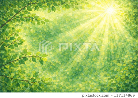 清新的綠植、陽光、生氣勃勃的畫面、沙畫風格 清新的綠植、陽光、生氣勃勃的畫面、沙畫風格 137134969