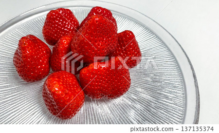 Glossy Amaou strawberries 137135374