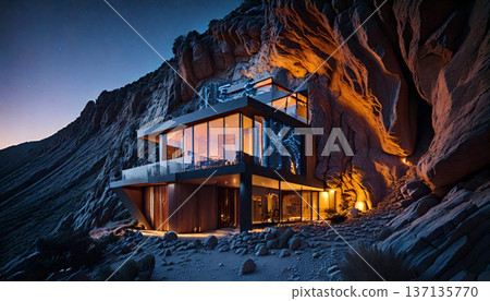 Picture of a classic house on a cliff slope Picture of a classic house on a cliff slope 137135770