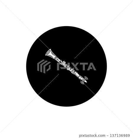 Minimalist Clarinet Line Art Icon Isolated on White Background 137136989