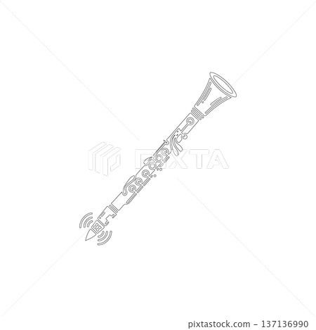 Minimalist Clarinet Line Art Icon Isolated on White Background Minimalist Clarinet Line Art Icon Isolated on White Background 137136990