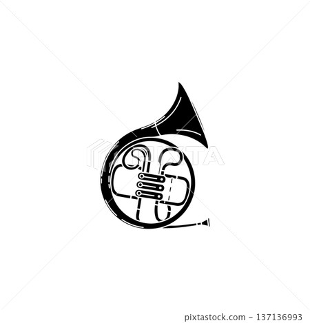 Hand Drawn French Horn Line Art Illustration 137136993