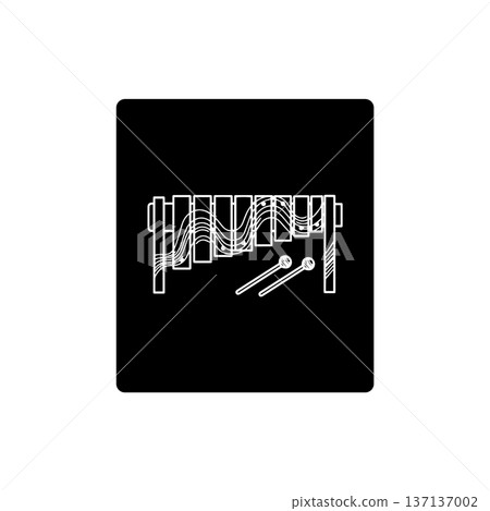 Xylophone Icon White on Black Square Background 137137002