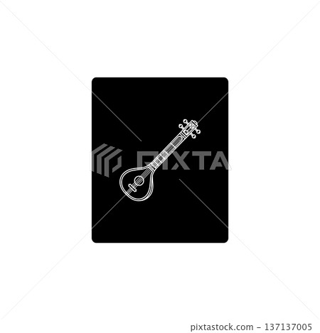 Banjo Icon White on Black Square Background 137137005