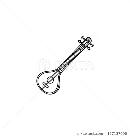 Detailed Banjo Line Art Illustration Isolated on White 137137006